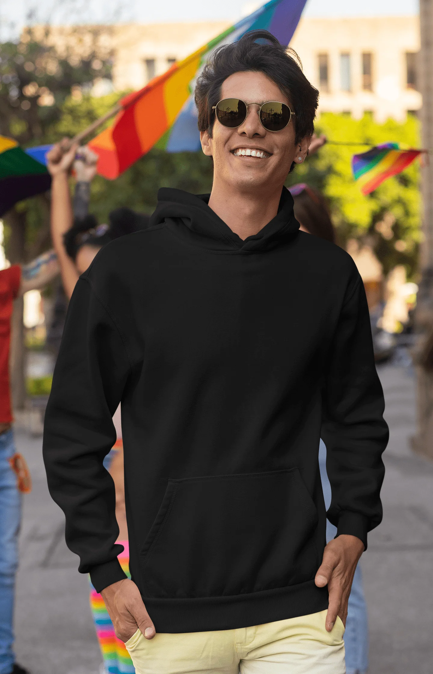 a man in black hoodie