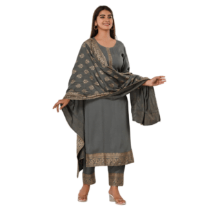 Movyor rayon grey colour kurta set for women