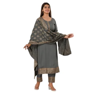 Movyor rayon grey colour kurta set for women