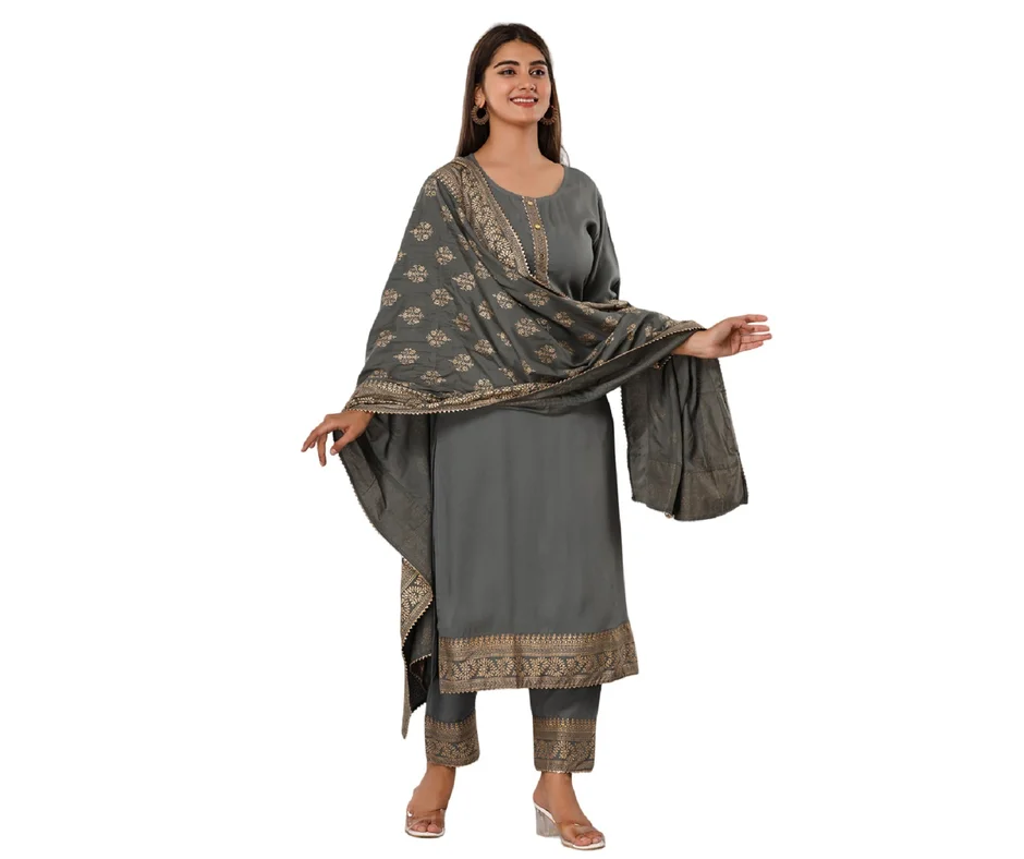 movyor kurta set grey colour